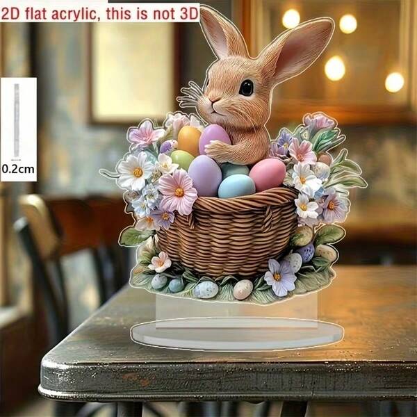 1 件 2D 打印、耐候亚克力波西米亚风格水晶兔子雕像 - 多用途桌面装饰，适用于家居、办公室和复活节庆祝活动，附赠兔子配件