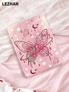 梦幻渐变蝴蝶玫瑰印花平板电脑保护套，带笔槽，防震，三折支架，兼容10.2英寸、11英寸（2021/2020/第十代）、（A16）11英寸（第十一代/2025）、第八/第九/第十代、Galaxy Tab A8 10.5英寸（2022）、Matepad 10.4英寸/Tab，带睡眠/唤醒功能，浪漫个性化礼物 - 彩色 - 查看 4