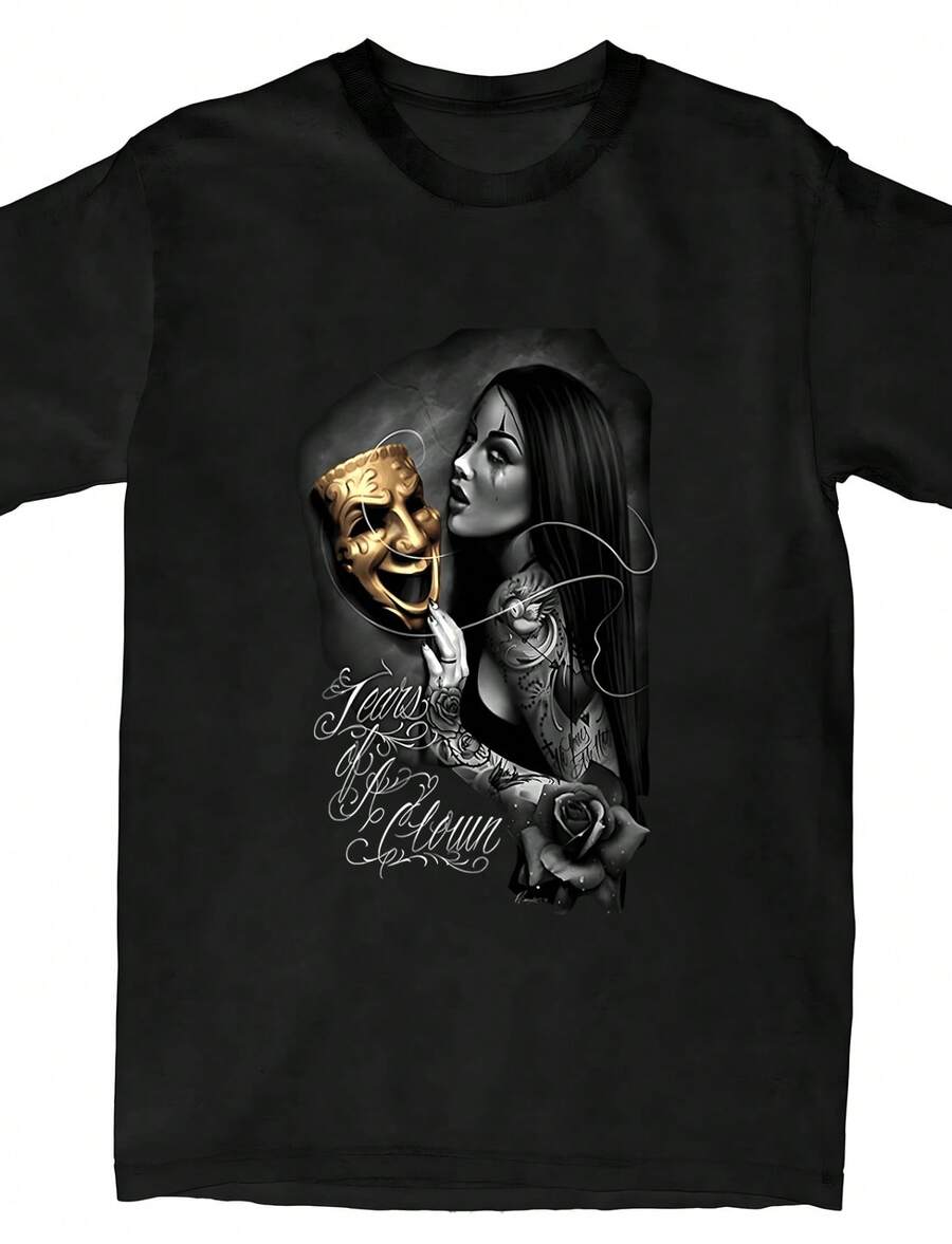 Tears Of A Clown Tattoo Lowrider Homies David Gonzales DGA Art Mens T Shirt - Black - View 1