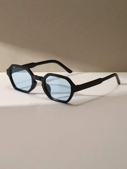 Retro Geometric Frame Fashion Fashion Glasses, Plastic Classic Style For Outdoor Travel Beach Vacation Casual Wear, Summer UV Protection Shades Unisex