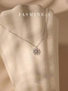 1pc S925 Sterling Silver Necklace,Snowflake Pendant Necklace,Inlaid With Zirconia,Women's Necklace,Simple And Elegant Necklace,The Perfect Gift For Her - Multicolor - View 7