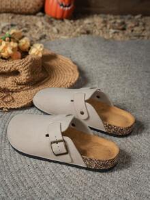 女士时尚拖鞋，舒适一脚蹬穆勒拖鞋，室内外皆宜，四季皆可穿着 - 灰色 - 查看 5