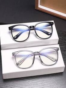 2 PCS Men's Square Large-Frame Glasses Frame Transparent And Clear Lenses Snug Fit With Pressure-Free Comfort Casual Style For Daily Office With Glasses Box - Multicolor - View 2