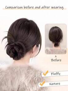 1个合成发髻夹，耐热发夹，丸子头造型，适合女性日常佩戴及各种场合 - 彩色 - 查看 4