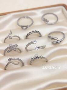 9 Pcs Adjustable Foot Ring Set Snake Butterfly Dragonfly Dolphin Heart Leaf Etc Shape Foot Ring Set For Women Girls - Gun Black - View 4