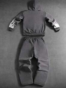 Spring/Fall    Drawstring  Pocket  Zipper    Halloween - Grey - View 2