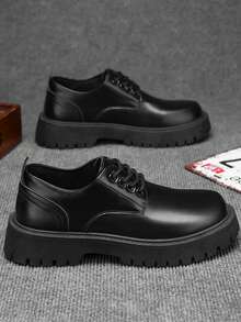 男士黑色正装商务休闲皮鞋，百搭时尚正装鞋，适合工作、婚礼等场合，系带乐福鞋，春秋季款 - 黑色 - 查看 16