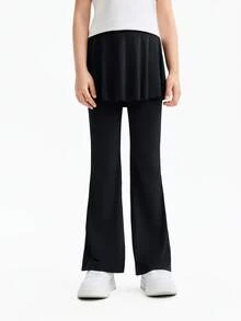 Annil 女童针织清凉云朵般柔软打底裤裙套装 - 2026 夏季新品 - 黑色 - 查看 1