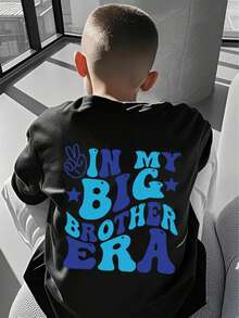 Tween Boy Casual Graphic Print Crew Neck Short Sleeve T-Shirt, Summer Top - Black - View 3