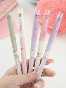 Bộ 10 bút bi gel hình thỏ dễ thương, mực xanh dương, bút thư pháp kiểu nắp màu kẹo, bút viết sáng tạo màu xanh dương, thích hợp cho học sinh tiểu học, quà tặng tựu trường, viết trơn tru, có thể tẩy xóa. - Bút bi có thể xóa được hình con thỏ - Xem 2