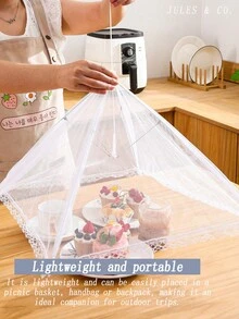 Aesthetic Foldable Food Cover With Tight Netting To Block Flies Elegant Pop-Up Food Tent Mesh Net For Outdoor Lovers Portable Food Protector Perfect For Camping Kitchen Essentials Wedding Party Supplies Home Household Items Kitchen Items Camping Apartment Essentials Hogar Charcuterie Supplies - 彩色 - 查看 9