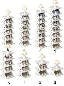 50/10/2/1 Pcs Adjustable Shoe Rack - Plastic Multi-Tier Shoe Shelf With Clear Plastic Shelves, Space-Saving Home Entryway, Closet And Bedroom Design, Easy Assembly, No Tools Required, Shoe Storage Organizer, Compact Shoe Rack, Sturdy - Multicolor - View 15