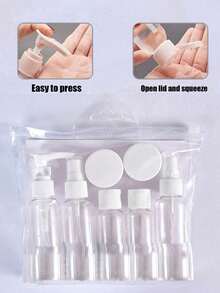 Bộ chai du lịch chống rò rỉ, có thể tái sử dụng, làm bằng chất liệu PP, thích hợp đựng đồ dùng vệ sinh cá nhân, chai đựng chất lỏng rỗng, hũ kem, dầu gội, dầu xả, sữa dưỡng thể, phụ kiện tuyệt vời cho sữa tắm và xà phòng khi đi du lịch. - Nhiều màu - Xem 17