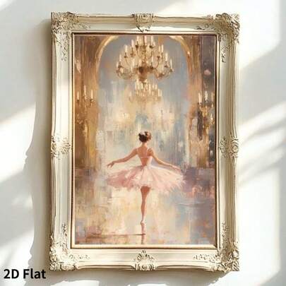 2D Flat, 1pc Ballerina Wall Art Poster - Elegant Pink Ballet Dancer Frameless Canvas Print, Modern Ballet Girl Suitable For Living Room, Bedroom, Decor - / Soft Pink Ballet Dance Print, 2D Flat