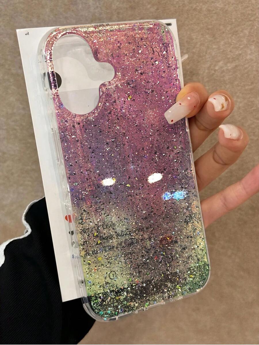 Luxury IMD Glitter Gradient Glossy Painted Ripple Protective Phone Case Compatible With IPhone 17pro/17Air /17/17promax 16/11/16pro/16plus/16promax/16e/15Promax/13/14/12/XS/XR/7G/8P, Luxury Glitter Gradient Protective Case, Compatible With Iphone 15Promax, New 14 Anti-Fall 13 Men & Women 12/11 Ultra-Thin Matte 14promax/11/14/13/Luxury Plus Minimalist 15 Soft Silicone Anti-Fall Phone Protective Case - Multicolor - View 1