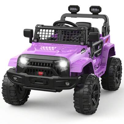 Coche eléctrico para niños, vehículos eléctricos de 12 V con control remoto, suspensión de resorte, luces LED, Bluetooth, 3 velocidades, camión para niños pequeños