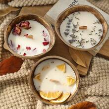 1-2个椰子碗造型香薰蜡烛，两种香型可选（肉桂橙皮/杜松蔓越莓），采用天然大豆蜡制成，无烟且香味持久。 - 彩色 - 查看 10