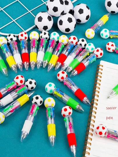 15/30 Stück Mini Fußball Stift Set, 4-in-1 Mehrfarbstifte, spaßige und modische Sport-Themen Schreibwaren, geeignet für Sportbegeisterte, kreative Geschenke, gemischte Farben Büroartikel, Geschenkfüller für Feiertage, Geburtstage, Partys