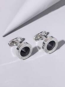 2pcs Geometric Round Cufflinks, Fashionable Cuff Links Gift For Men - Multicolor - View 1
