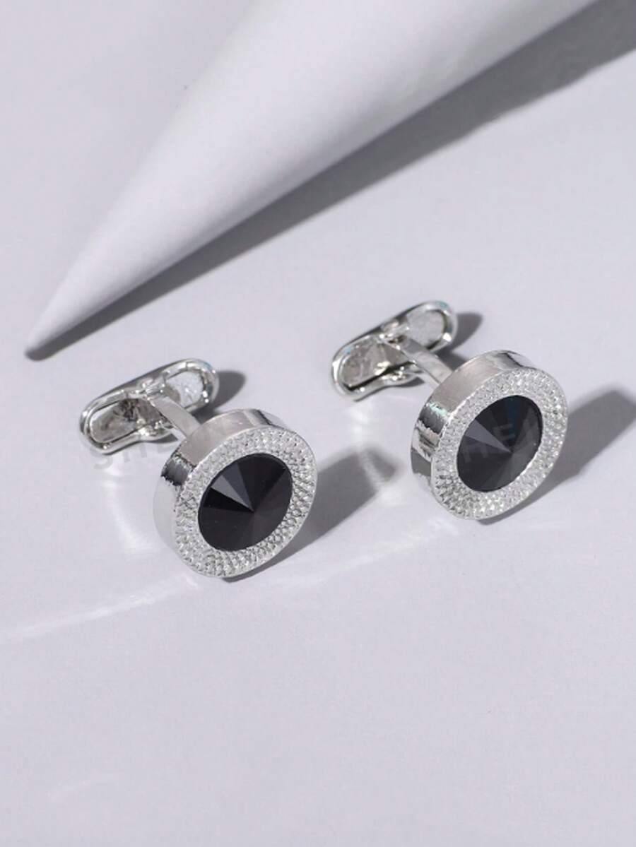 2pcs Geometric Round Cufflinks, Fashionable Cuff Links Gift For Men - Multicolor - View 1