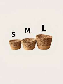 1 pieza Cesta de planta de junco marino tejida de forma natural, tamaños pequeño/mediano/grande, decoración del hogar, jarrón, estilo rústico, cesta de pared de estilo costero, organizador de almacenamiento para sala de estar/baño, decoración de primavera/verano - Multicolor - Ver 4