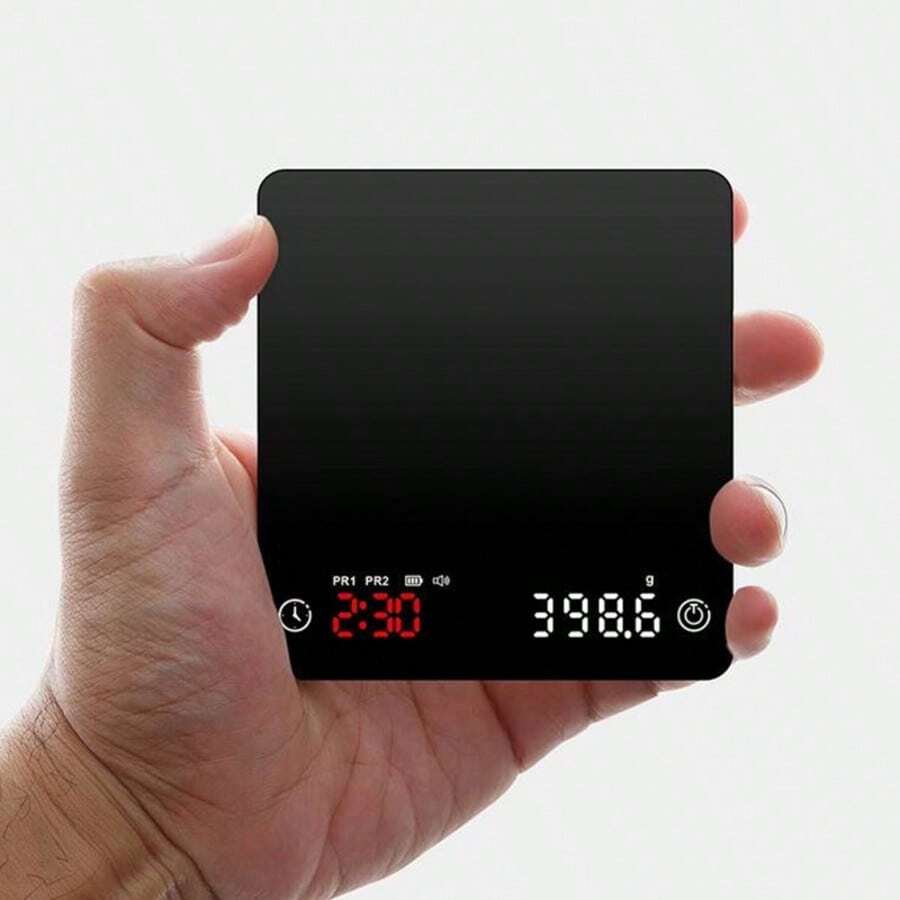 迷你可充电手冲咖啡电子秤，带定时器，精确到0.1克，防滑防水厨房秤 - 黑色 - 查看 1