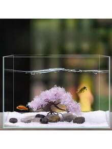水族箱装饰套装，创意卡通景观摆件，仿真粉白樱花树，适用于鱼缸装饰 - A - 查看 7