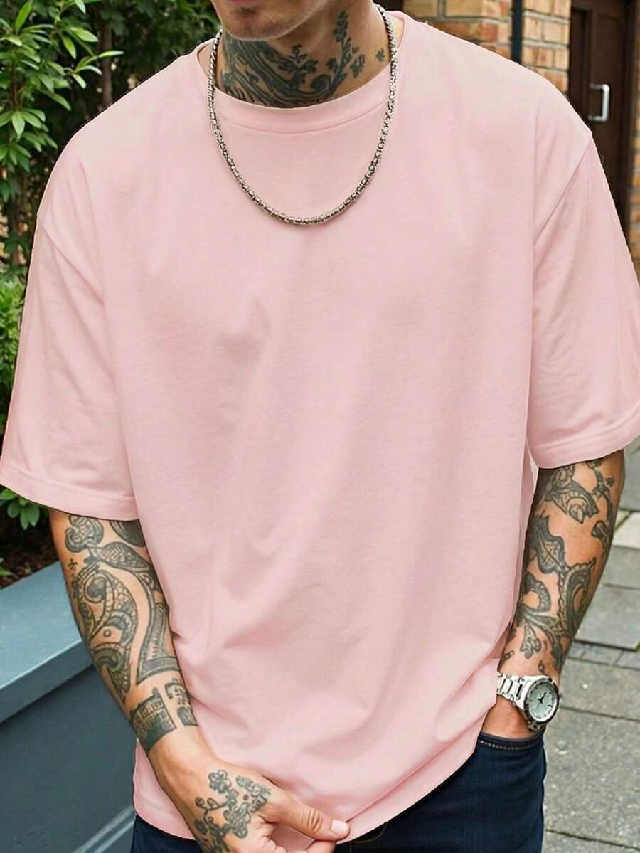 Áo thun nam tay ngắn màu trơn, thoải mái và thoáng khí, phong cách mùa hè