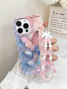 Braided Powder Blue Butterfly Painted Anti-Drop Phone Case, Compatible With IPhone 14, 14 Pro, 14 Pro Max, 13, 13 Pro, 13 Pro Max, 11, 11 Pro Max, 12, 12 Pro, 12 Pro Max, XR, XS, 15, 15 Pro, 15 Pro Max, 16, 16 Pro, 16 Pro Max, 17, 17 Pro, 17 Air, 17 Pro Max, Premium Anti-Drop Phone Case - Multicolor - View 3
