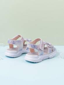 1 Pair Purple Girls' Glitter Casual Fashion Hook And Loop Sandals - Purple - View 5