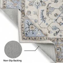 Vintage  Runner Rug Floral Pattern Rug Washable Area Rug Soft Area Rug For Bedroom Stain Resistant Rugs With Non Slip Backing Low Pile Rug For Kitchen Bathroom - Beis - Ver 6