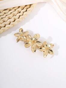 1个女士花朵金属弹簧发夹，公主风发卡，日常及节日礼物，发爪，发夹，发卡，花朵发夹，发卡，夏季配饰 - 金色 - 查看 9