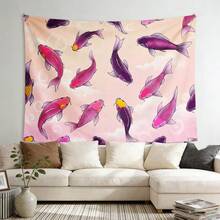 60"X80" Decorative Tapestry Wall Poster Peach Skin Tapestry Koi Fish Pattern Print Tapestry Easy-Hanging Tapestry High-Definition Print Tapestry Cloth Poster Practical Gift Gift For Mom - 1PC - Xem 1