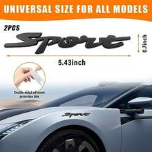 2 PCS Metal Car Sport Sticker 3D Sport Logo Raised Front Hood Grill Letters Decals Badge Emblem Auto Side Fender Rear Trunk Emblem Badge Universal Vehicle Exterior Accessories Black#1 - 黑1 - 查看 2