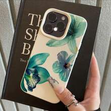 Phone - Teal Floral Combination Pattern Iphone16Promax Phone 16/16PLUS/15PROMAX/15PRO/15PLUS/15/14PROMAX/14PRO/14PLUS/14/13PROMAX/13PRO/13/12PROMAX/12PRO/12/11PROMAX/11PRO/11/X/XR/XSMAX Anti-Fall, Premium, Soft, New, Fashion Pastel Easter Soft Phone - 1pc - 查看 13