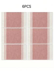 1/4/5/6/7件套现代简约条纹撞色设计桌旗，亚麻质感耐用抗皱桌布，适用于餐桌/玄关、家居装饰套装、客厅装饰套装、卧室装饰套装、餐厅装饰套装，亚麻质感，多种尺寸可选，可作餐桌装饰、壁炉架装饰巾、餐垫、隔热垫等家居装饰。 - 柔霧粉 - 查看 20