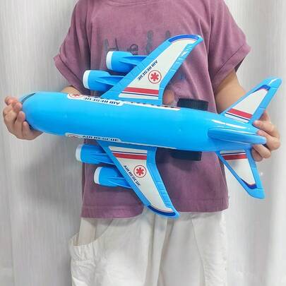Large Size Inertial Passenger Plane Model Kit, Self-Assembly, Children's Christmas & New Year Gift, Blue Airplane Toy Set Kids Love