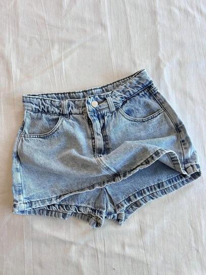 Saía com short embutido short saia jeans