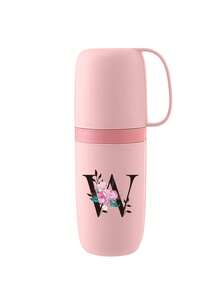 1pc Portable Travel Toothbrush Cup, Floral Alphabet A-Z Print, Floral Pattern, With Toothbrush Holder Cover, Detachable Cup, Travel Wash Cup, Portable Travel Beauty Cup, Alphabet Series Printed Dust-Proof Storage Box, Outdoor Toothbrush Storage Box, Suitable For Travel, Camping, Business Trip, School, Outdoor Activities, Holiday Gifts, Birthday Gifts (Pink) - Multicolor - View 33
