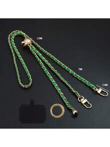 枪形黑银链条PU皮革可调节长挂绳，带透明卡套 - 彩色 - 查看 17