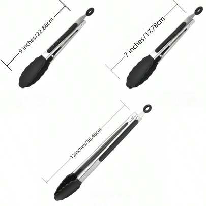 Stainless Steel Heat-Resistant Kitchen Tongs, Grill Tongs With Silicone Grip Heads, Excellent For Tossing Salads, Air Fryers. Comes With Zipper Storage Bag. Ideal For Cooking, Baking, Home Use, Outdoor Grilling And Salad Tossing