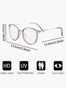 1件装 女士时尚休闲复古学院风圆形铆钉眼镜 - 彩色 - 查看 8