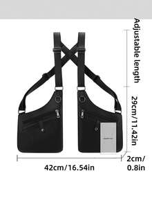 Functional PU Leather Tactical Chest Bag, Men's Multi-Pocket Utility Vest-Style Messenger Bag, Street Hip Hop Motorcycle Riding Phone Pouch, Tool Bag, Unisex Casual Concealed Carry Equipment Mini Bag - A - View 10