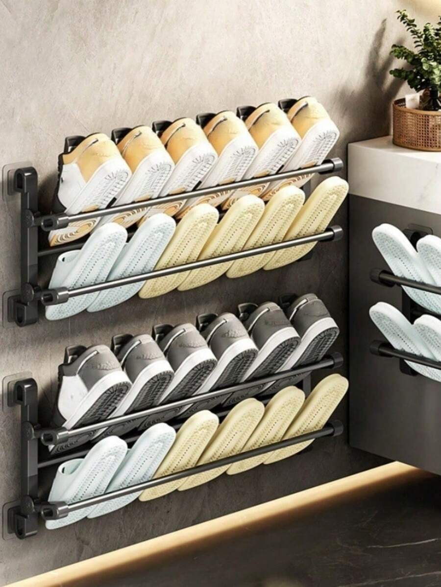 Giá để giày gấp gọn đa năng gắn tường, dung tích lớn, dùng cho cửa sau, thích hợp cho văn phòng, ký túc xá, nhà thuê, phòng tắm, quà Giáng sinh, quà năm mới.