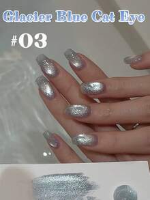 10毫升春夏新款超闪亮冰晶透明冰川蓝水晶石玻璃珠猫眼凝胶指甲油水晶透明蓝紫色凝胶美白多功能美甲用品蓝色美甲 - 彩色 - 查看 17