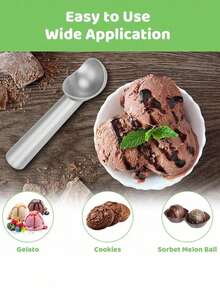 Stylish Gold & Silver Ice Cream Scoop Set - Premium Stainless Steel Ice Cream Scooper - Perfect Kitchen Gadget Gift For Ice Cream Lovers, Chefs, And Bakers - Multicolor - View 8