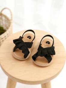 婴幼儿女童软底凉鞋、婚礼平底鞋、新生儿学步鞋、婴幼儿女童蝴蝶结玛丽珍鞋、柔软防滑公主裙鞋 - 黑色 - 查看 8