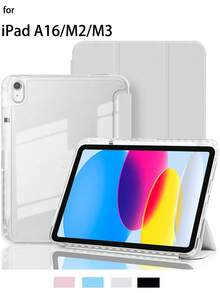 Compatible With A16 Case 11th Generation 11 Inch 2025, 10th Generation Case 10.9 Inch 2022, Clear Slim Protective Cover With Apple Pencil Holder & Charging Adapter (Silver) - Silver - View 15