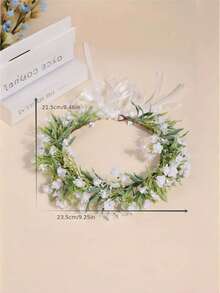 一件波西米亚风人造小花叶发饰，欧美森林风新娘花冠头饰，适合摄影和造型，可搭配婚纱和头纱。 - 彩色 - 查看 7