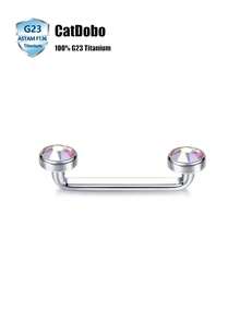 CatDObo 1 chiếc khuyên xỏ lỗ sâu bằng titan cấp độ cấy ghép, đính đá pha lê 14g, trang sức xỏ lỗ siêu nhỏ. - Thanh tạ bằng da thật, có lỗ thông hơi hình mỏ neo. - Xem 18